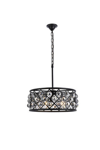 Madison 5 light Matte Black Chandelier Silver Shade (Grey) Royal Cut Crystal