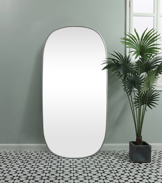 Metal Frame Oval Mirror 30x60 Inch in Silver