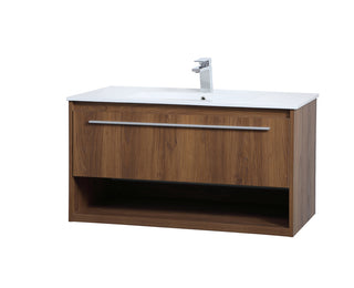 36 inch  Single Bathroom Floating Vanity in Walnut Brown