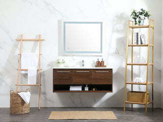 48 inch Single bathroom vanity in walnut with backsplash