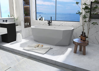 67 inch soaking diamond style bathtub in glossy white