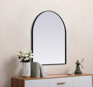 Metal Frame Arch Mirror 30x36 Inch in Black