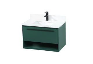 30 inch Single bathroom vanity in green with backsplash