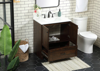 30 inch Single bathroom vanity in expresso with backsplash