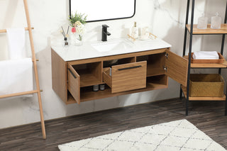 48 inch Single bathroom vanity in walnut brown with backsplash