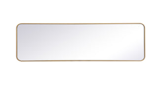 Soft corner metal rectangular mirror 18x60 inch in Brass