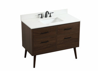 42 inch Single bathroom vanity in walnut with backsplash