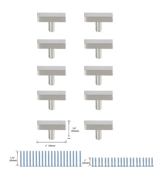 Dior Brushed Nickel T Bar Pull Multipack (set of 10)