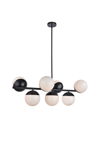 Eclipse 7 Lights Black Pendant With Frosted White Glass