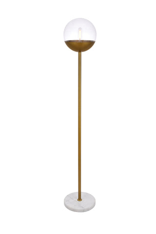 Eclipse 1 Light Brass Floor Lamp With Clear Glass