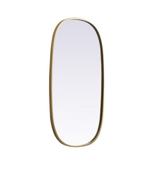 Metal Frame Oval Mirror 20x36 Inch in Brass