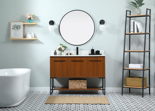 48 inch Single bathroom vanity in teak with backsplash