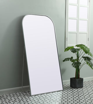 Metal Frame Arch Full Length Mirror 35x66 Inch in Silver