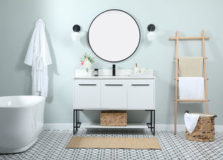 48 inch Single bathroom vanity in white with backsplash