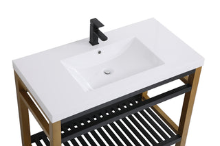 42 inch Single Bathroom Metal Vanity in Golden Black