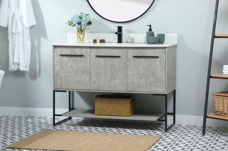 48 inch Single bathroom vanity in concrete grey with backsplash