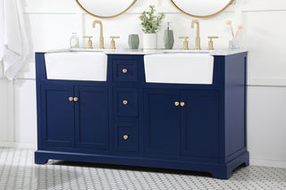 60 inch double bathroom vanity in blue