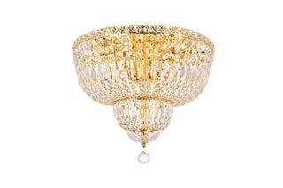 Tranquil 10 light Gold Flush Mount Clear Royal Cut Crystal