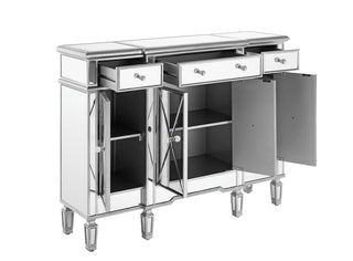 3 Drawer 4 Door Cabinet 48 .In. X 14 In. X 36 In. in silver Clear