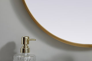 Metal Frame Oval Mirror 20x30 Inch in Brass