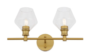 Gene 2 light Brass and Clear glass Wall sconce