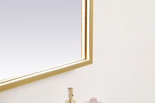 Pier 27x30 inch LED mirror with adjustable color temperature 3000K/4200K/6400K in brass