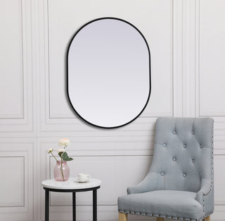 Metal Frame Oval Mirror 27x36 Inch in Black