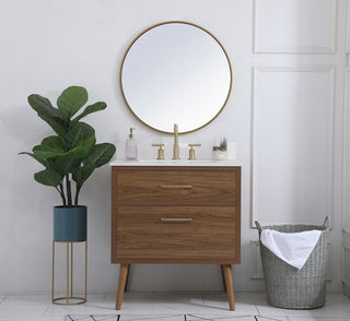 30 inch bathroom Vanity in Walnut Brown with Backsplash