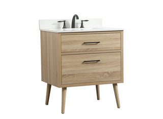 30 inch Single bathroom vanity in mango wood with backsplash