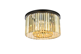 Sydney 8 light Matte Black Flush Mount Golden Teak (Smoky) Royal Cut Crystal