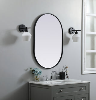 Metal Frame Oval Mirror 24x36 Inch in Black