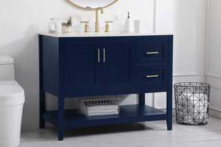 42 inch Single Bathroom Vanity in Blue with Backsplash