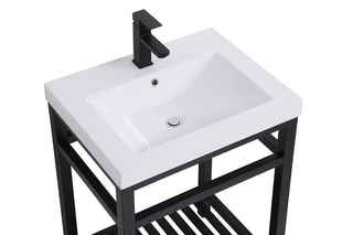 24 inch Single Bathroom Metal Vanity in Black