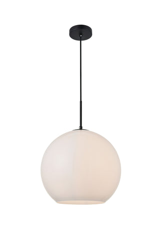 Baxter 1 Light Black Pendant With Frosted White Glass