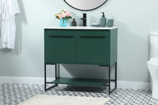 36 inch Single bathroom vanity in green