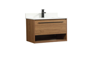 30 inch Single bathroom vanity in walnut brown with backsplash