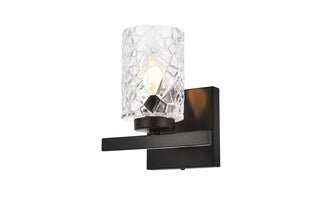 Cassie 1 light bath sconce in black with clear shade