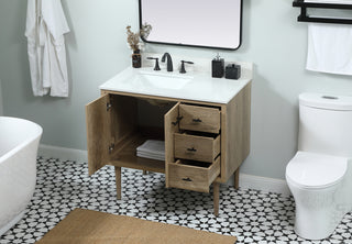 36 inch Single bathroom vanity in natural oak with backsplash