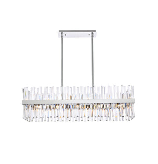 Serephina 42 inch crystal rectangle chandelier light in chrome