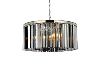 Sydney 8 light polished nickel Chandelier Silver Shade (Grey) Royal Cut Crystal