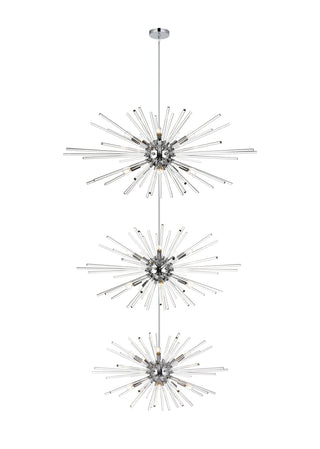 Sienna 46 inch three tiers crystal starburst chandelier in chrome