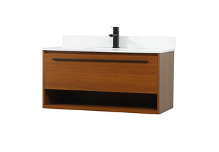 40 inch Single bathroom vanity in teak with backsplash