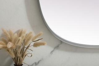 Metal Frame Oval Mirror 24x40 Inch in Silver