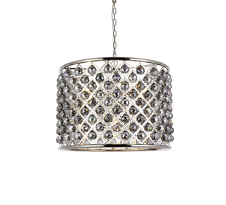 Madison 8 light polished nickel Chandelier Silver Shade (Grey) Royal Cut Crystal
