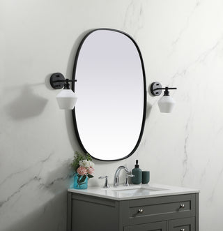 Metal Frame Oval Mirror 30x40 Inch in Black