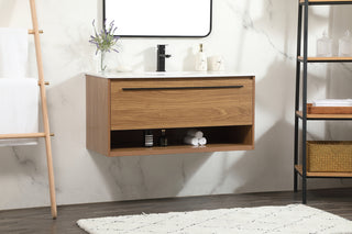 40 inch Single bathroom vanity in walnut brown