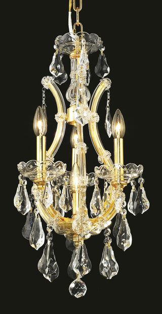 Maria Theresa 4 light Gold Chandelier Clear Royal Cut Crystal