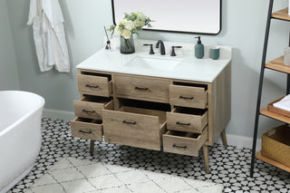 48 inch Single bathroom vanity in natural oak with backsplash