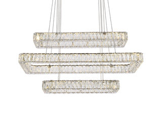 Monroe 42 inch LED triple rectangle pendant in chrome