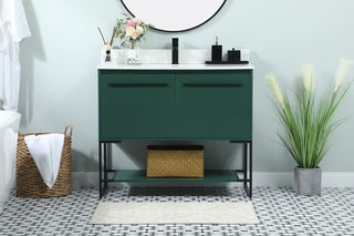 40 inch Single bathroom vanity in green with backsplash